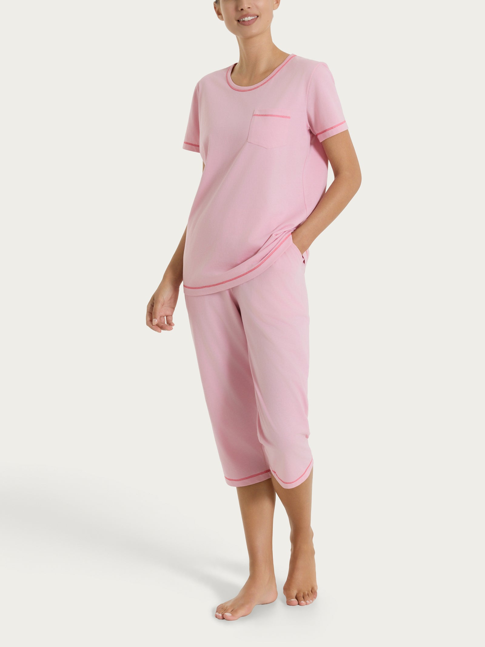 Ragno Pigiama Corto Pinocchietto Cameo Pink jersey cotone