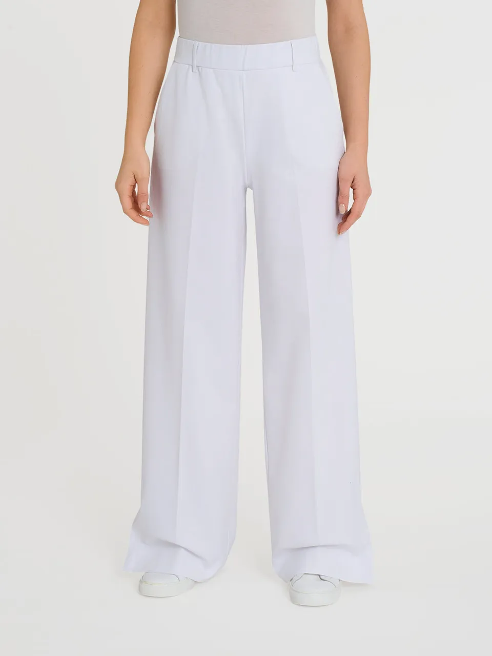 Ragno Compact Light Pantalone Palazzo donna spacco Bianco