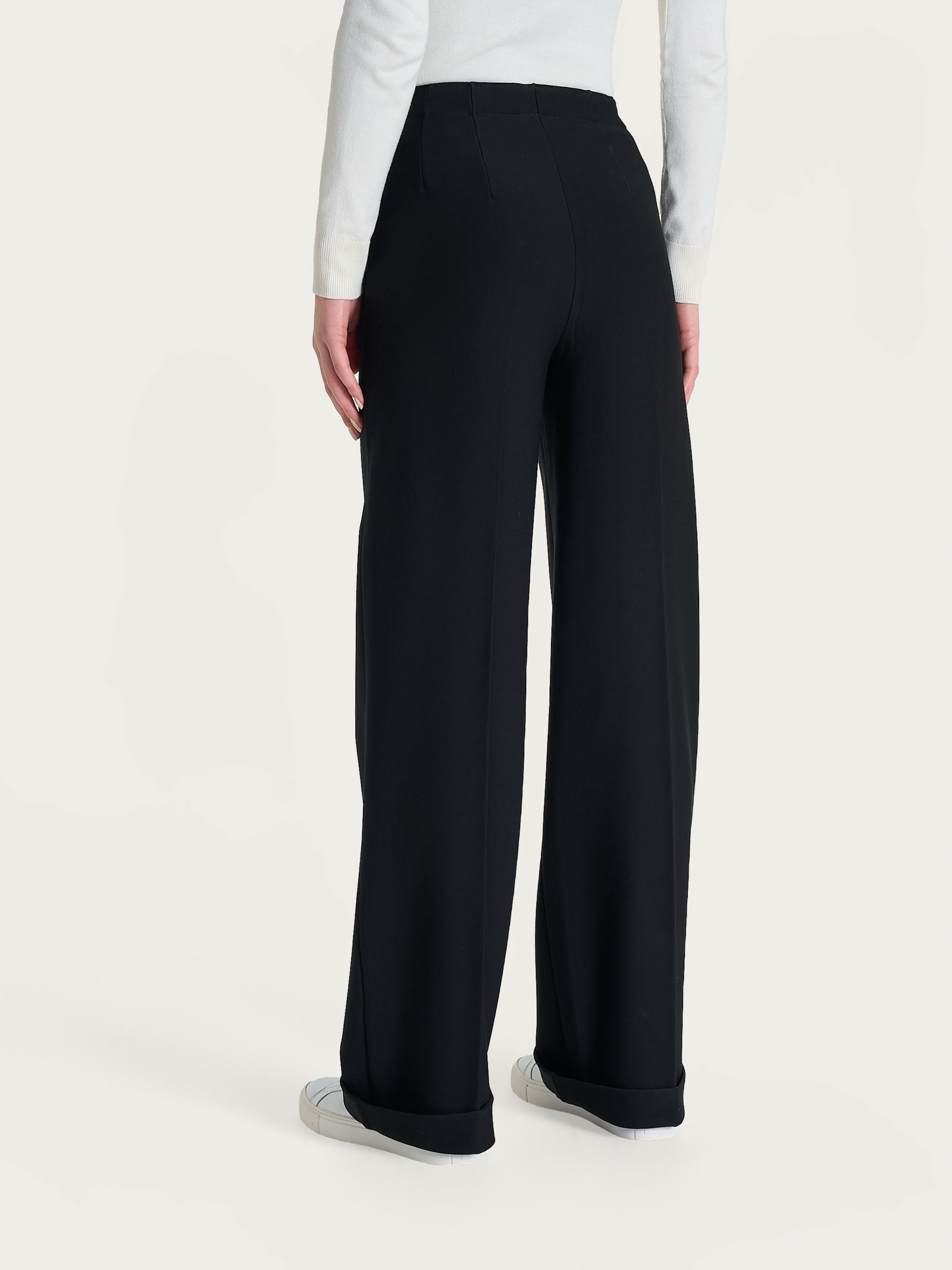 Ragno Compact pantalone ampio Nero tasche gamba larga