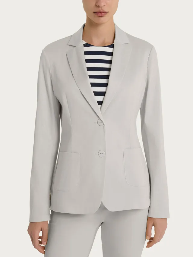 Ragno Satin Power blazer due bottoni donna dawn blue cotone