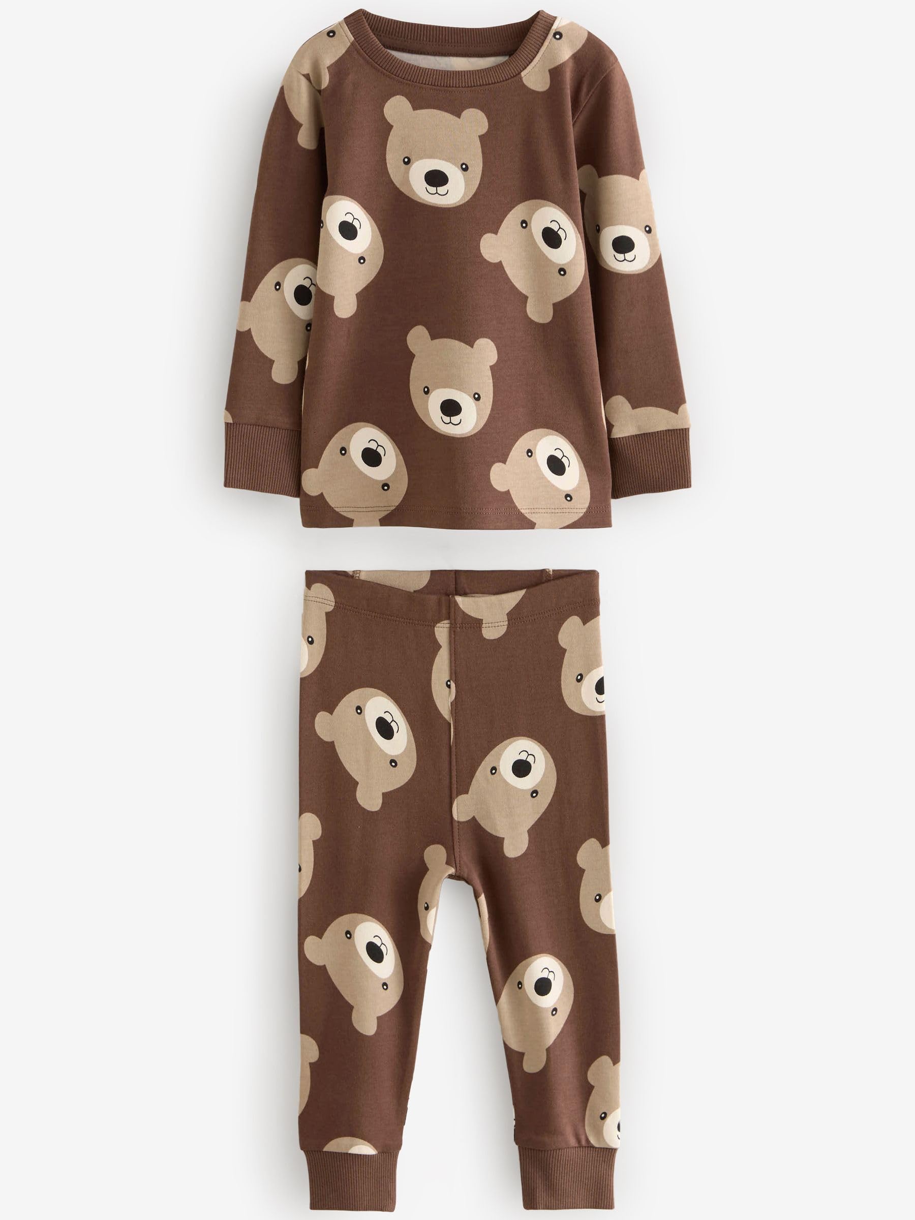 Next pigiami bambino 3 pezzi marrone cotone