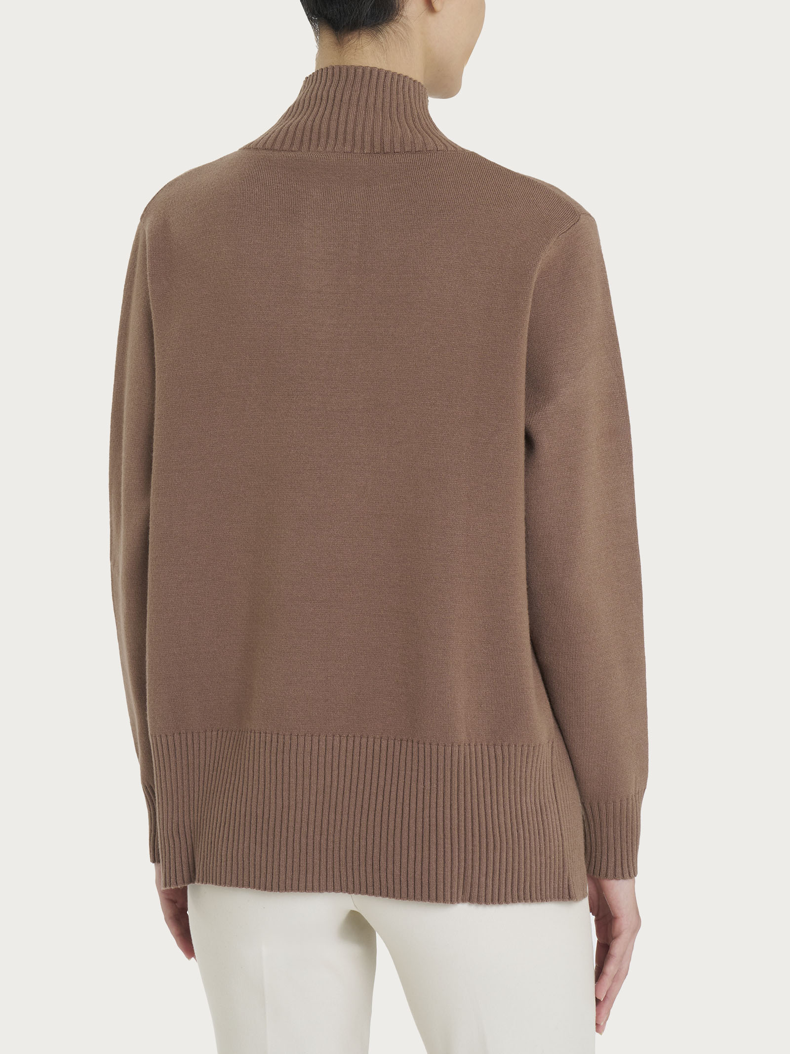 Ragno Super Soft cardigan donna Pine Bark collo alto