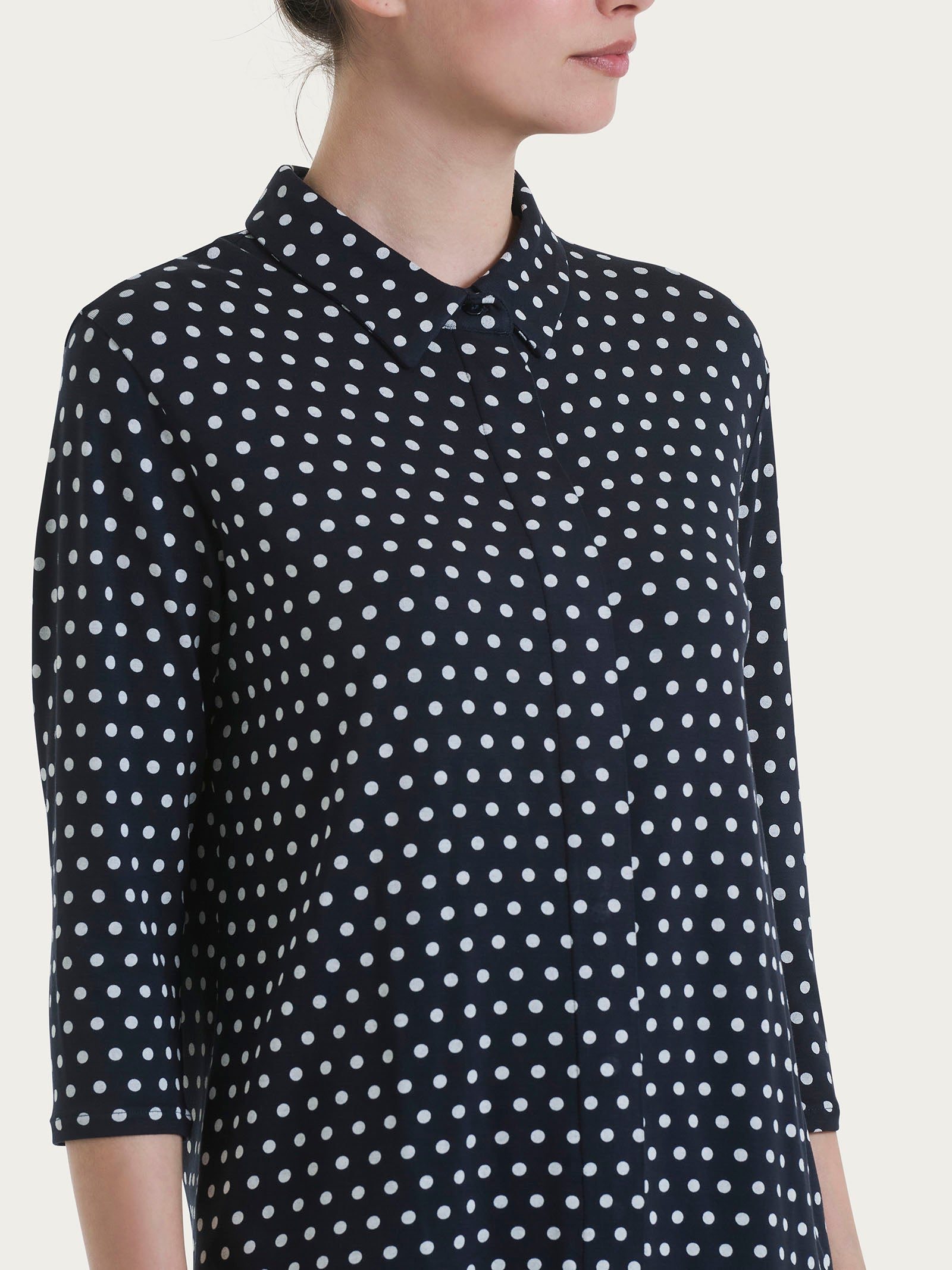 Ragno Viscosa Summer Camicia Donna Blu Pois Elasticizzata