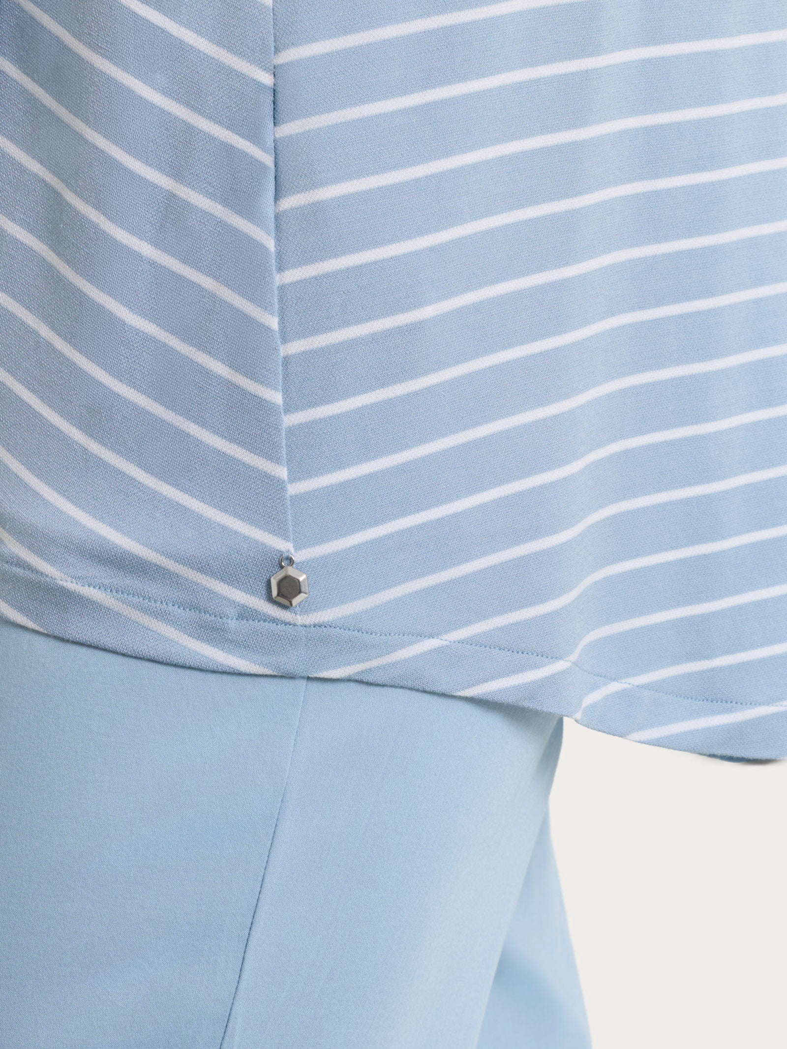 Ragno Perfetta Maglietta collo squadrato righe Dusty Blue