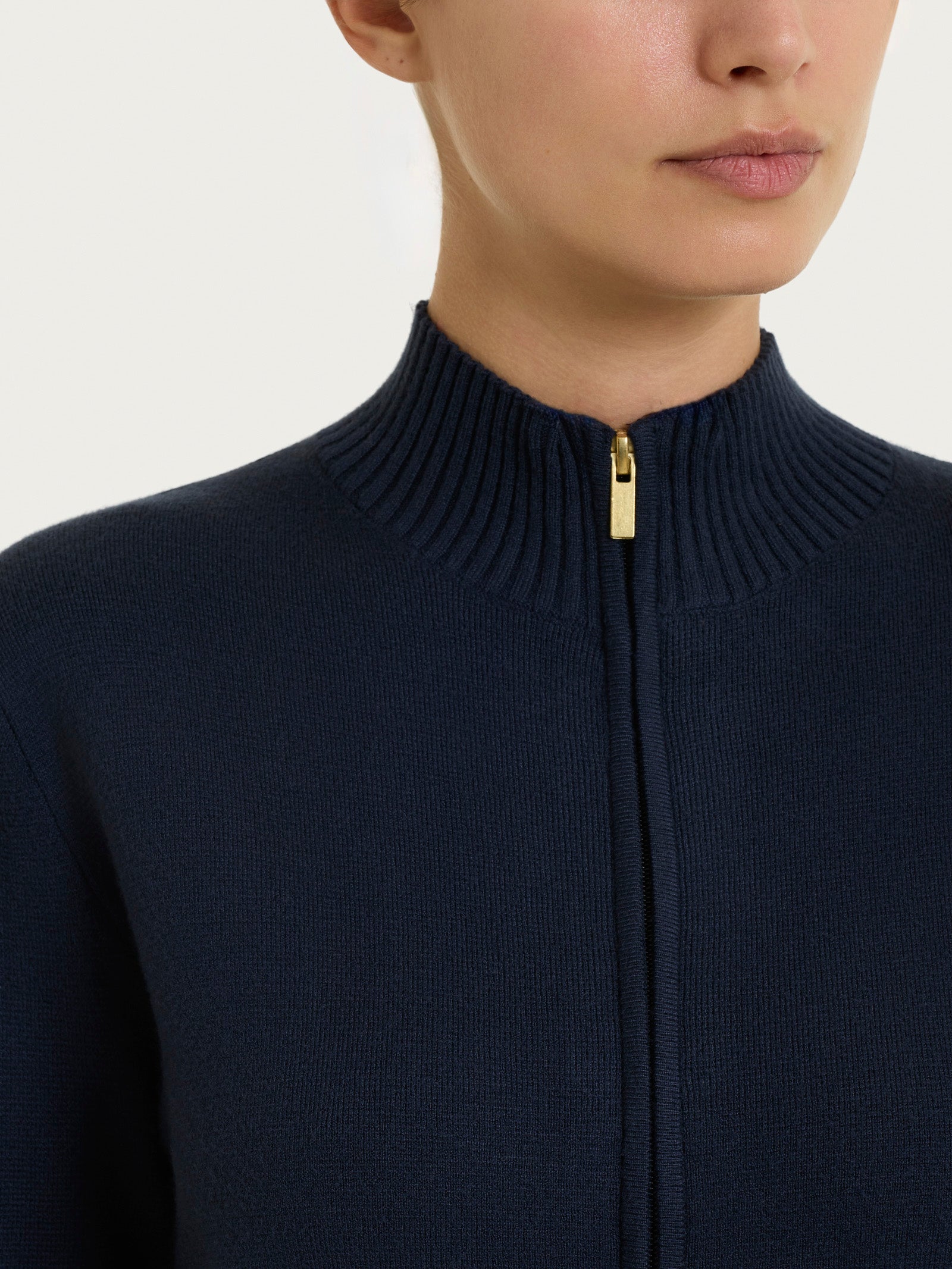 Ragno Super Soft Cardigan Zip Asimmetrico Viscosa Bleu