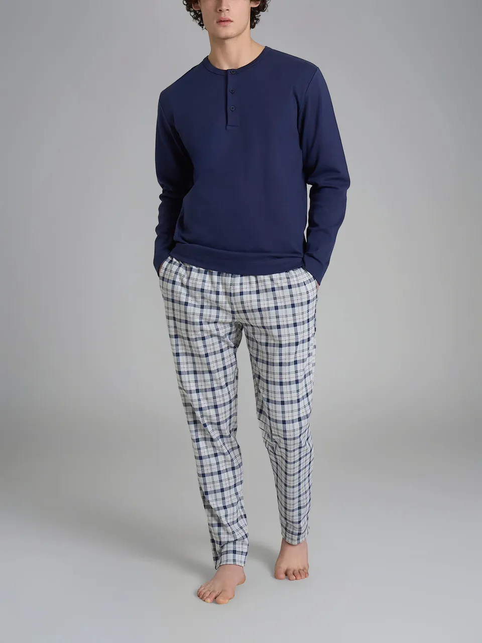Ragno Jersey Cotone pigiama serafino tartan High-rise cotone