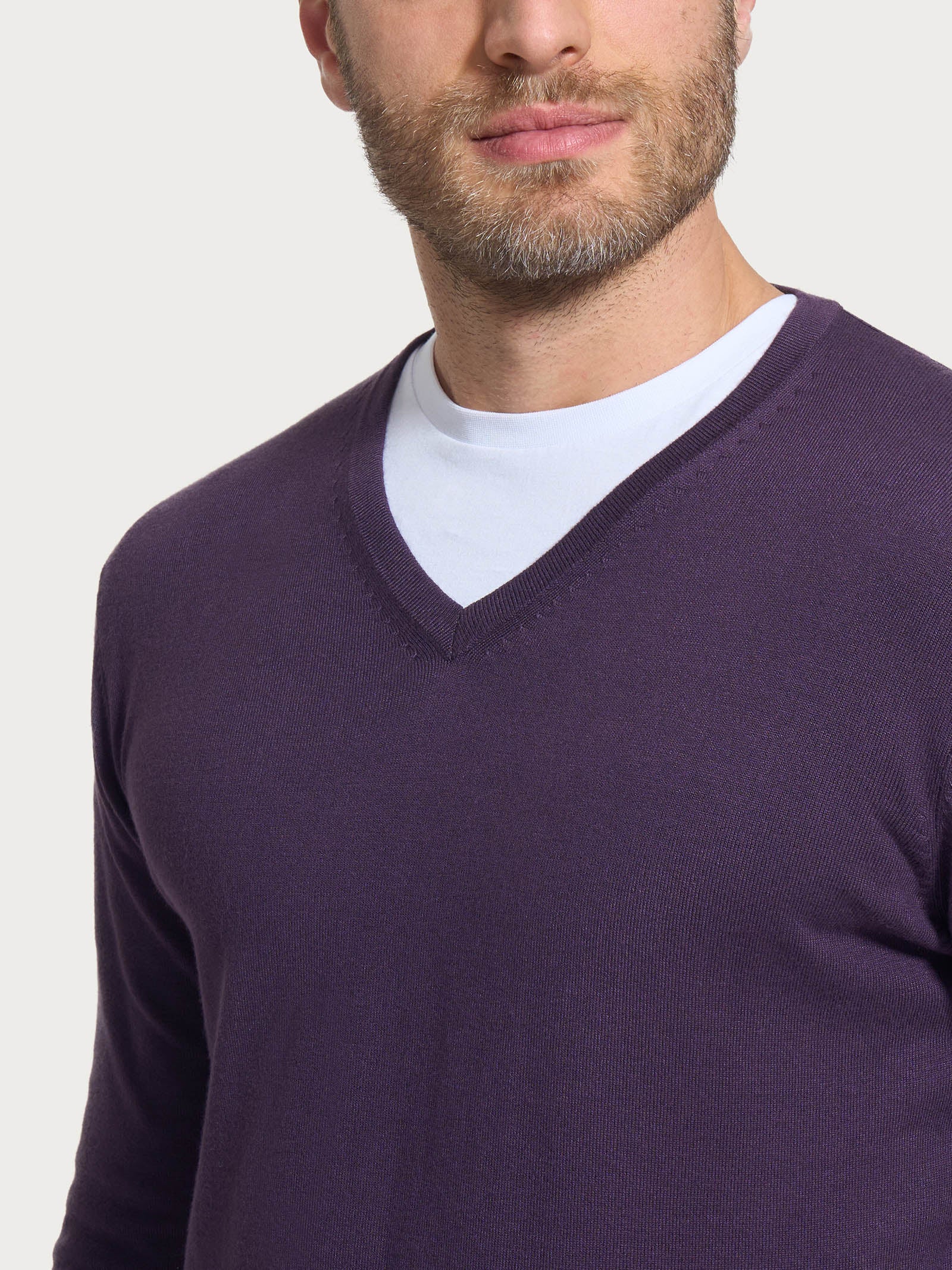 Ragno Four Seasons pull scollo a V Sunset Purple uomo misto viscosa