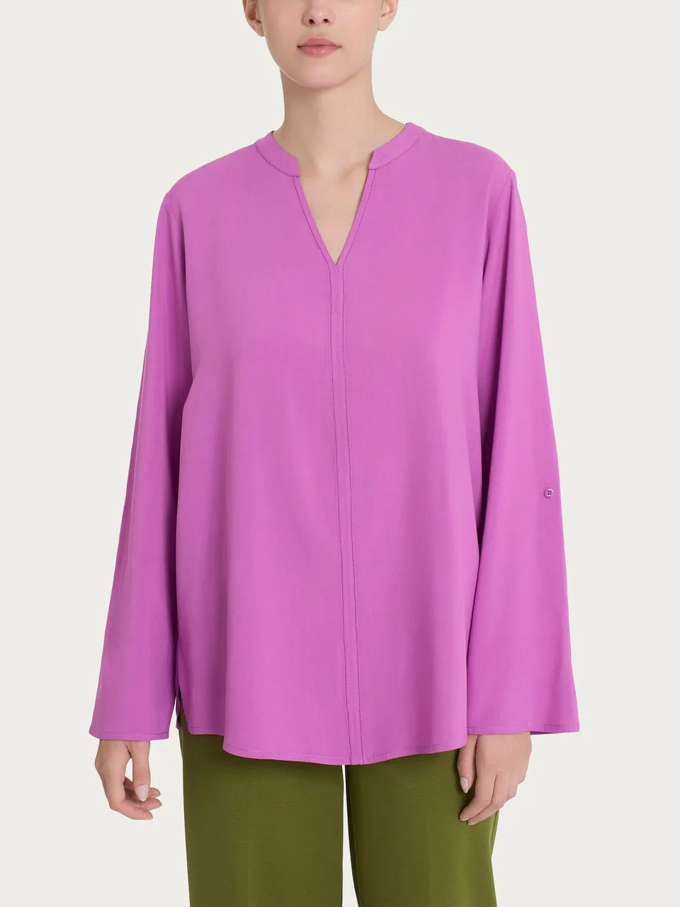 Ragno EcoSeta blusa collo coreana Cattleya viscosa