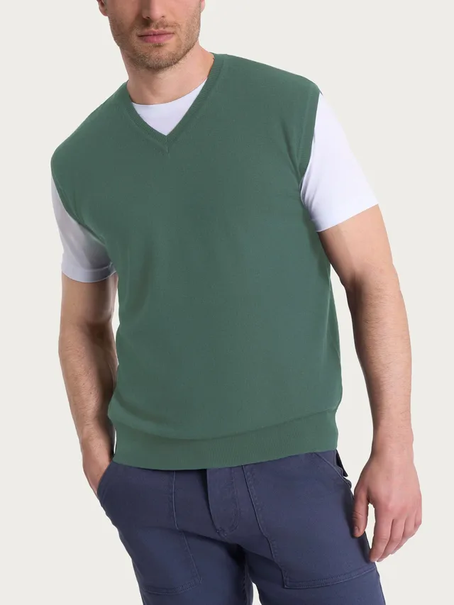 Ragno Merino Soft gilet scollo a V Dark Forest lana