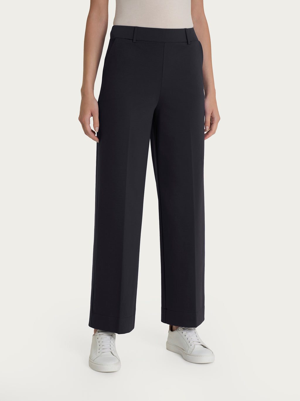 Ragno Compact Light pantalone nero palazzo corto