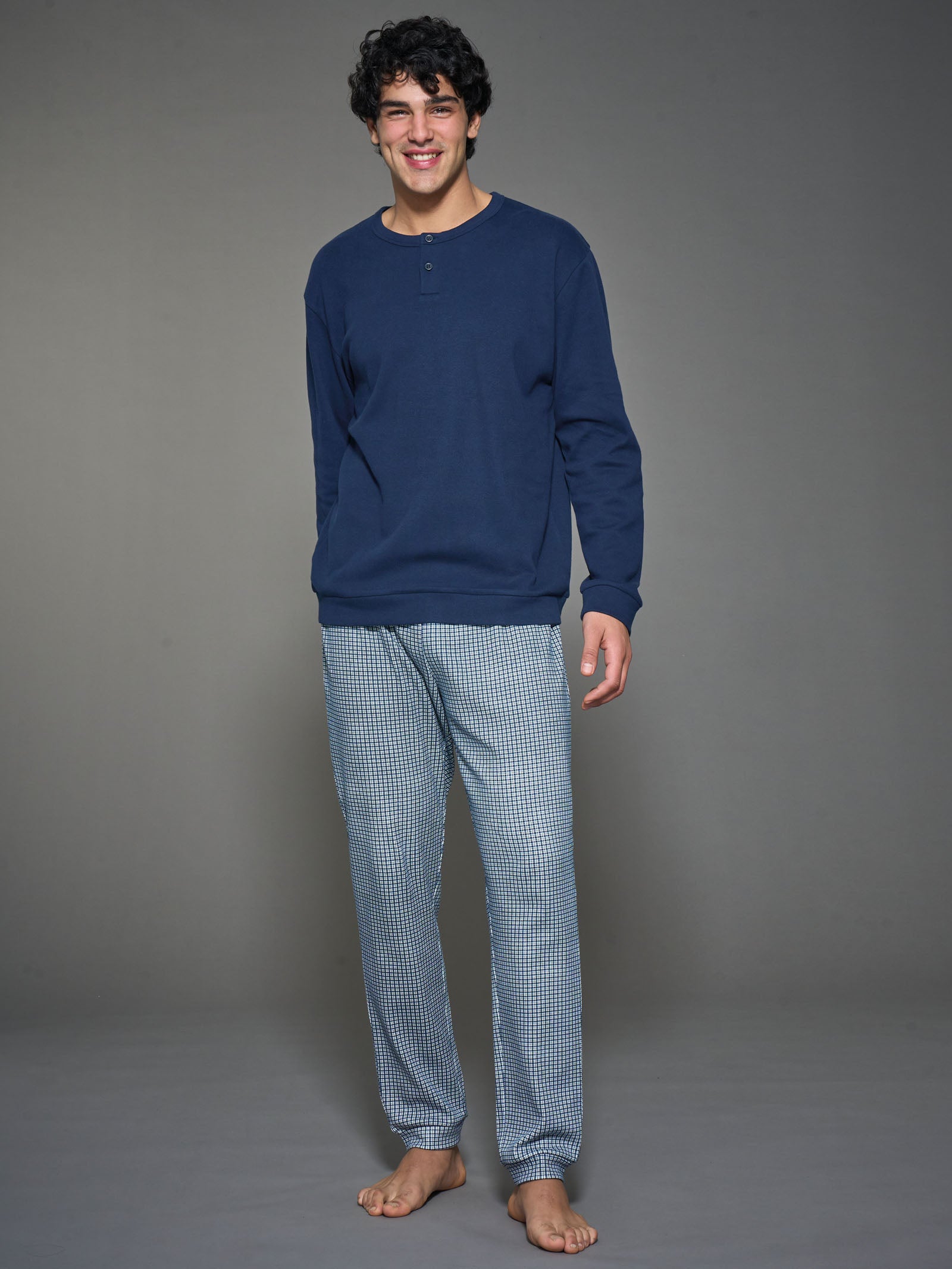 Ragno Pigiama serafino interlock cotone Fant. Navy Blazer
