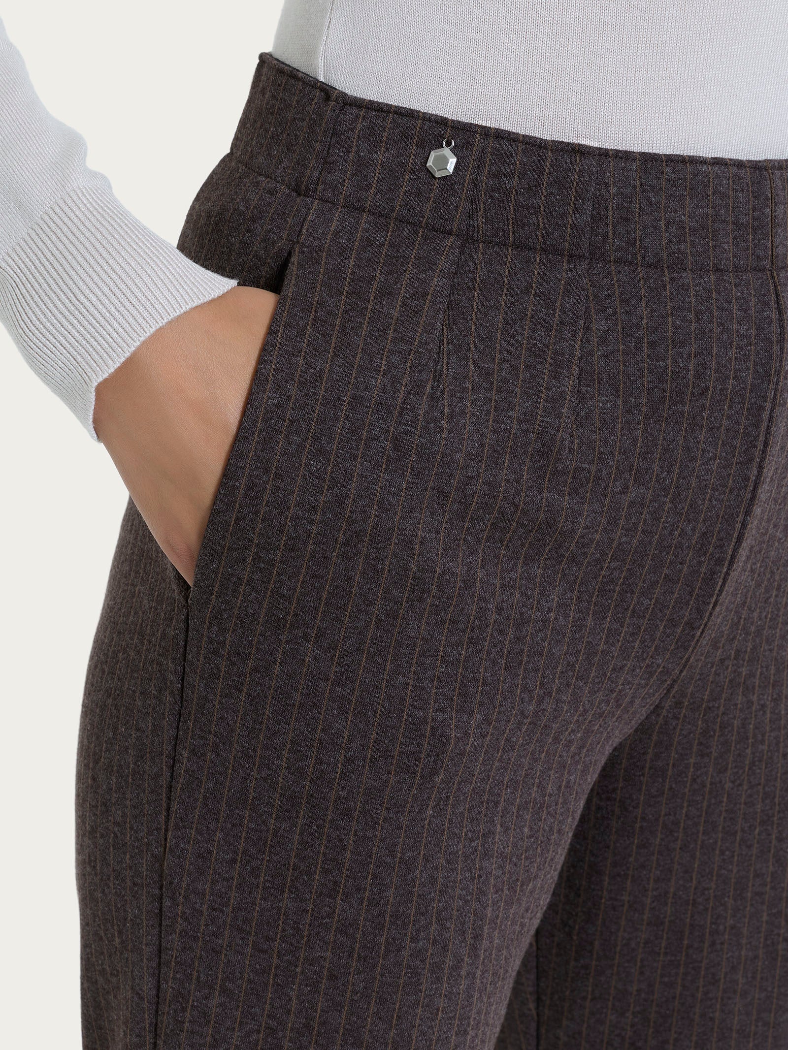 Ragno Eco Jacquard pantalone gessato Chocolate tasche