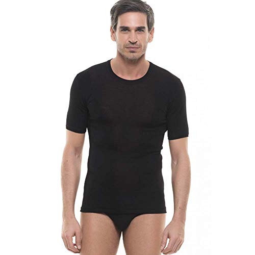 Lady C Alpina t-shirt uomo lana seta bianca manica corta
