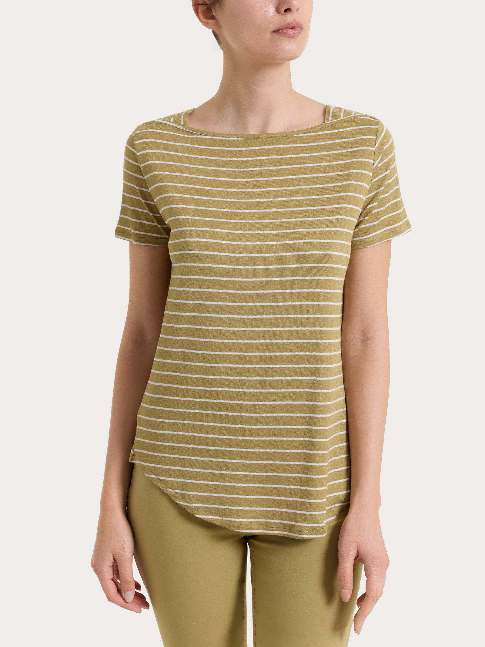 Ragno Summer Light maglietta righe viscosa Fant. Khaki