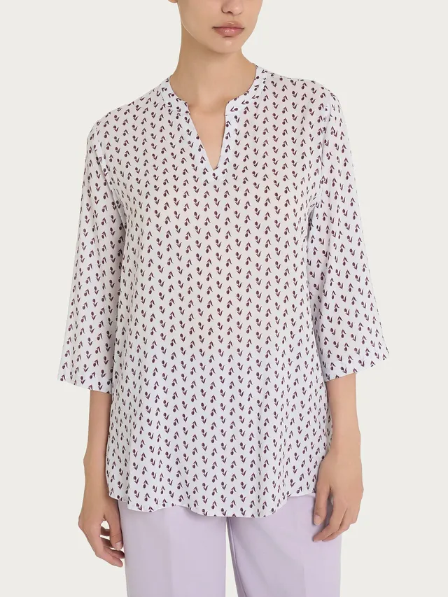 Ragno EcoSeta Blusa Scollo V Dawn Blue manica 3/4