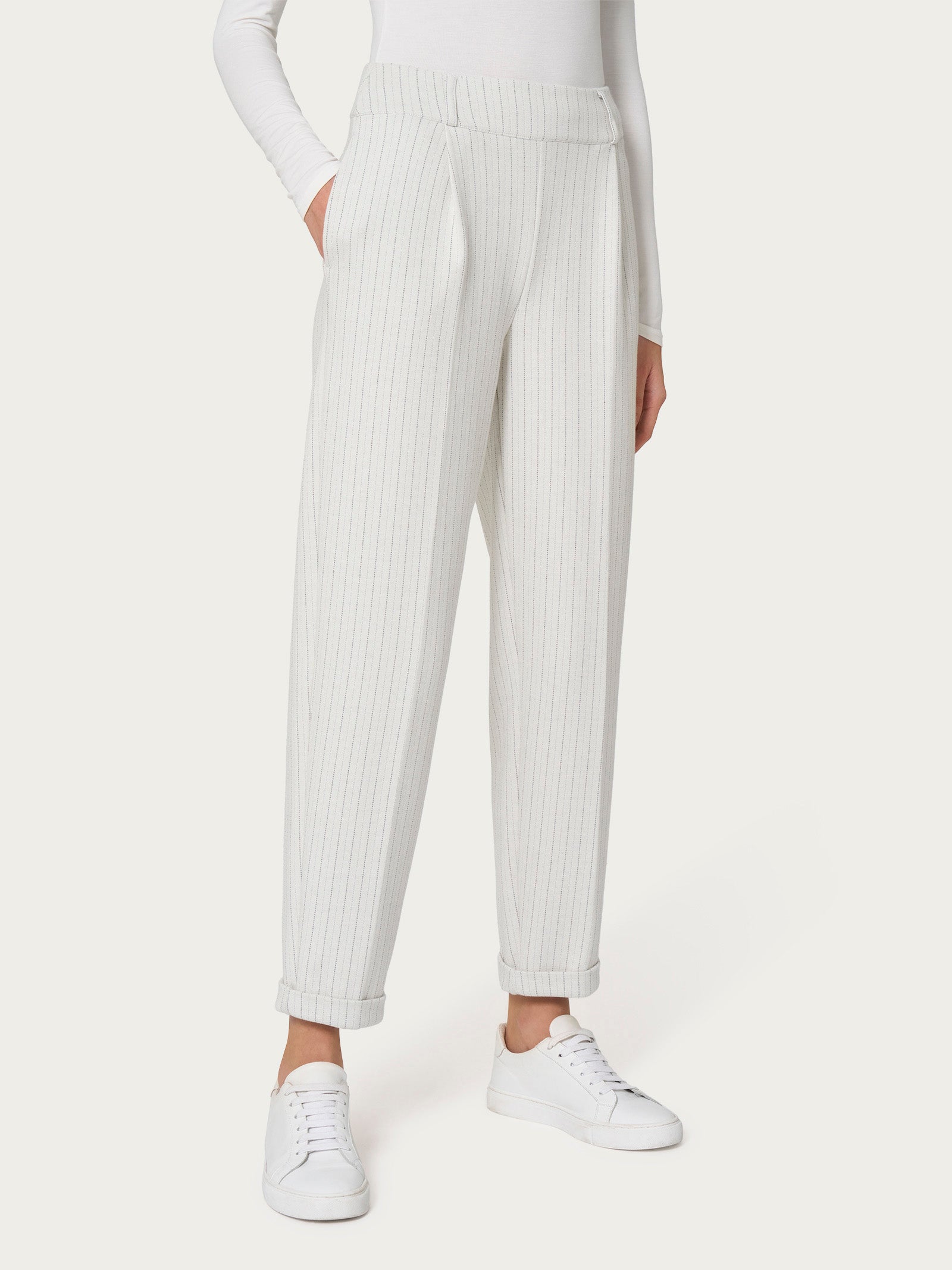 Ragno Eco Jacquard Pantalone carota Argento gessato