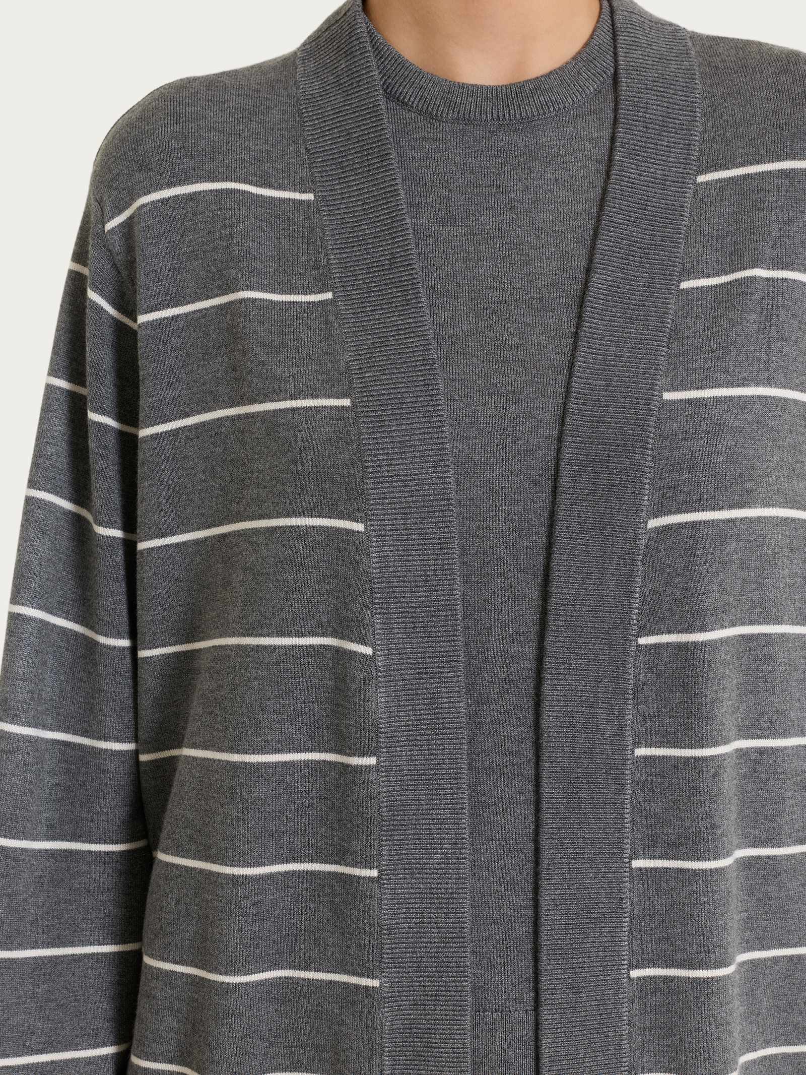 Ragno Four Seasons righe fini cardigan Fant. Ardesia viscosa