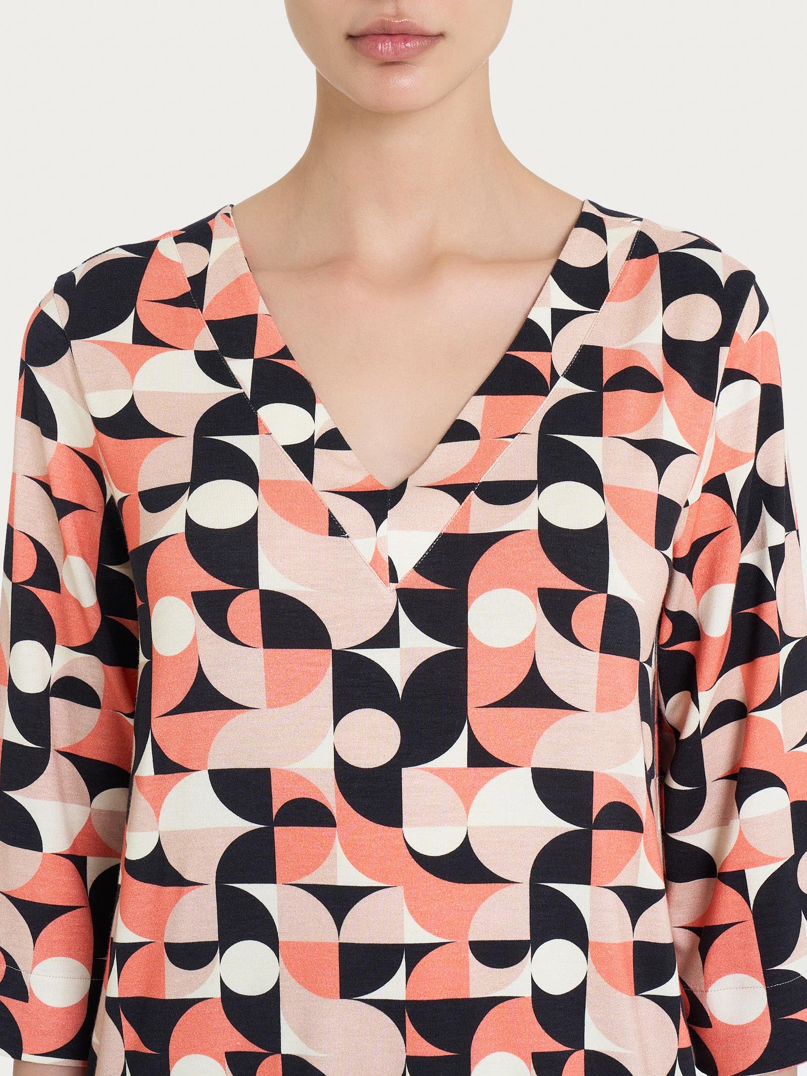 Ragno Viscosa Summer Blusa scollo V Warm Taupe fantasia