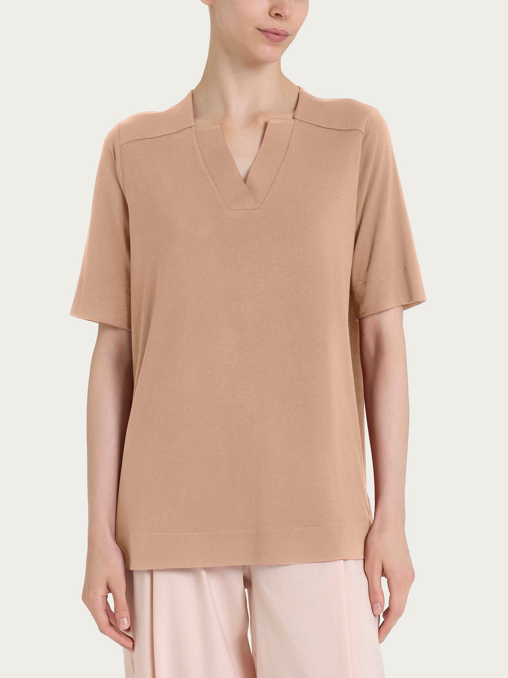 Ragno Viscosa Summer T-shirt scollo V Warm Taupe jersey
