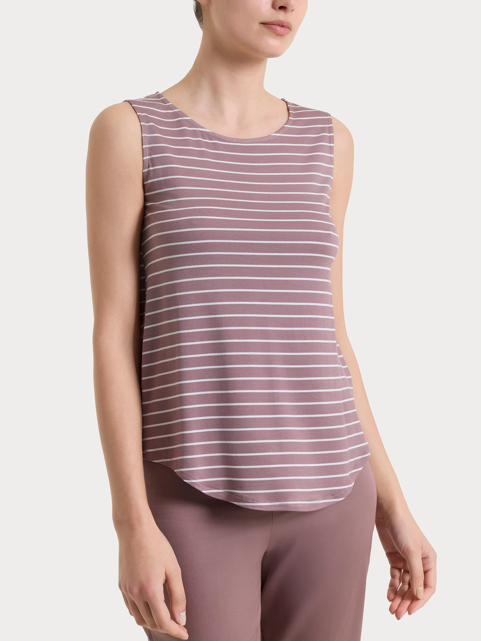 Ragno Summer Light top righe spalla larga twilight mauve