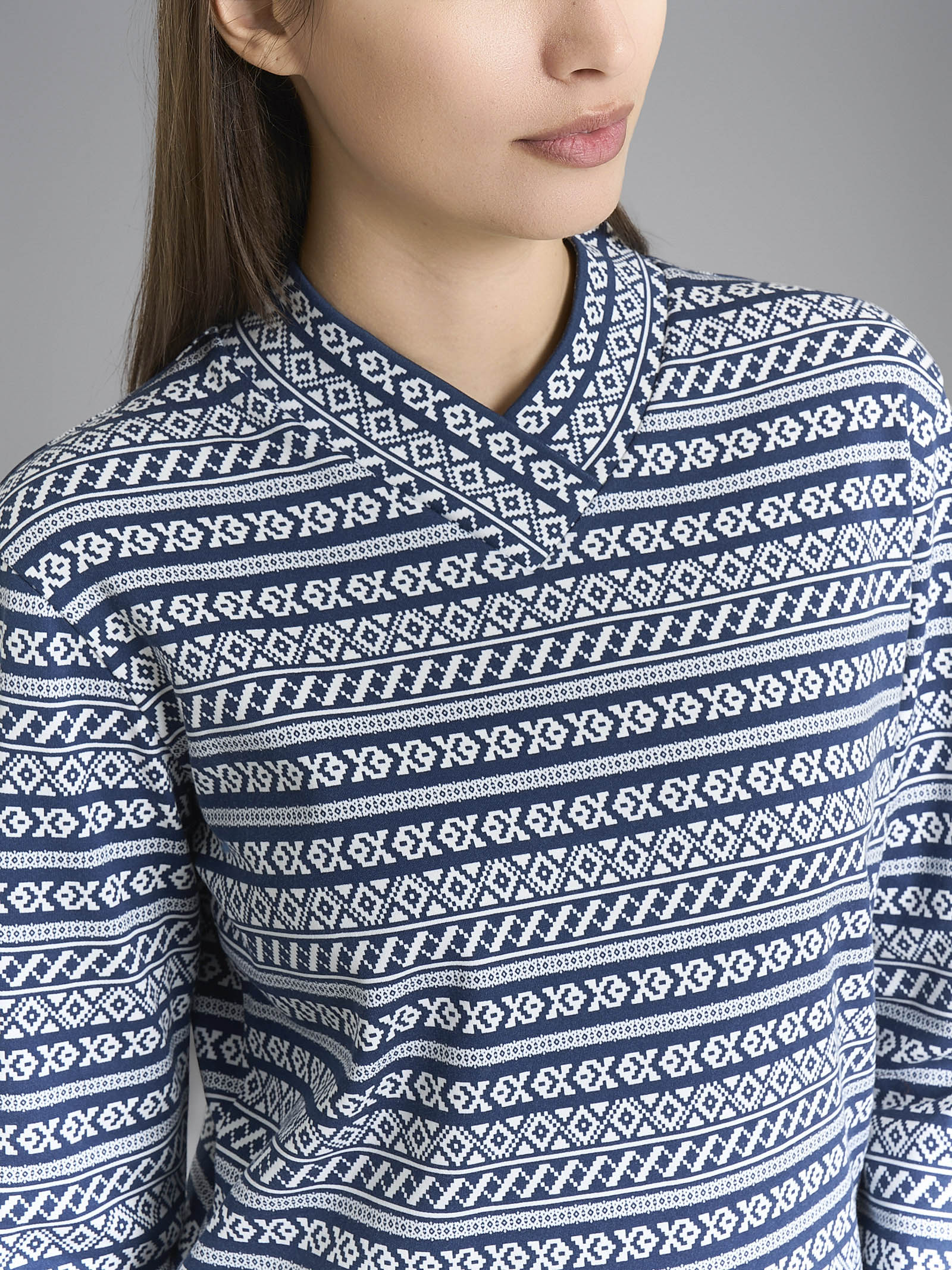 Ragno Jersey Cotone pigiama lungo scollo V Naval Academy interlock