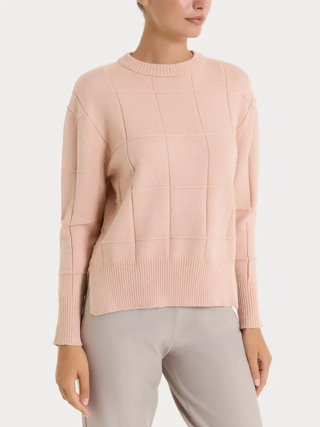 Ragno Super Soft Maglia Girocollo Check Cameo Rose Boxy