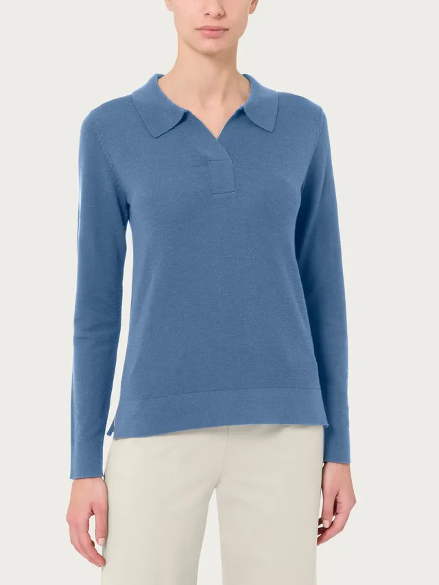 Ragno Merino Soft Polo maglia lana blu pura