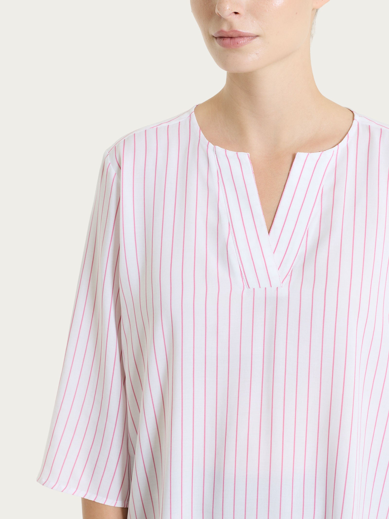 Ragno EcoSeta Righe Blusa Rosa Manica 3/4