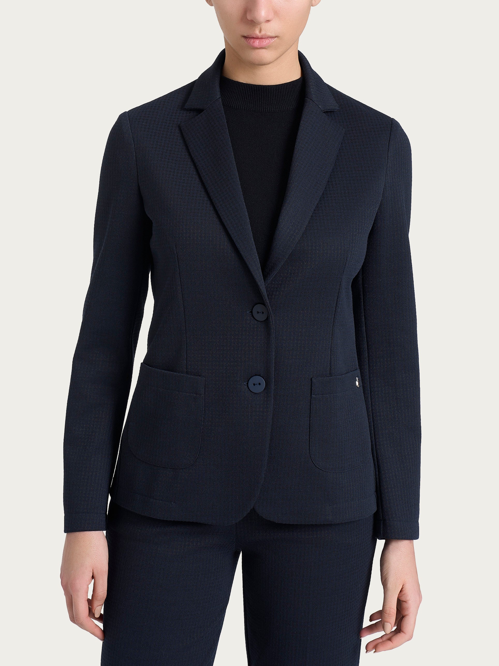 Ragno Compact Blazer 2 Bottoni Micro Check Fant.Bleu