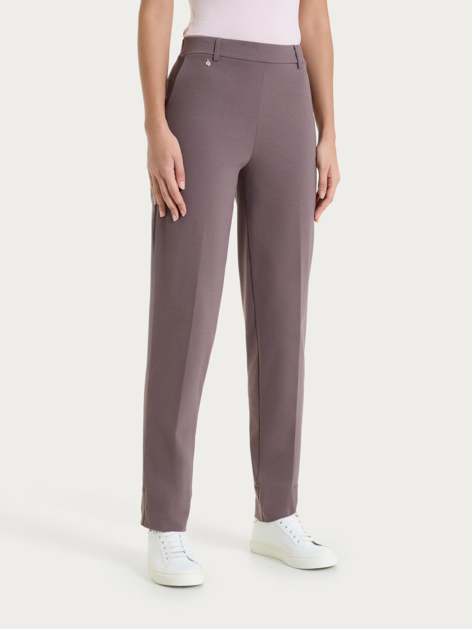 Ragno Compact Light pantalone a carota Plum Truffle con tasche