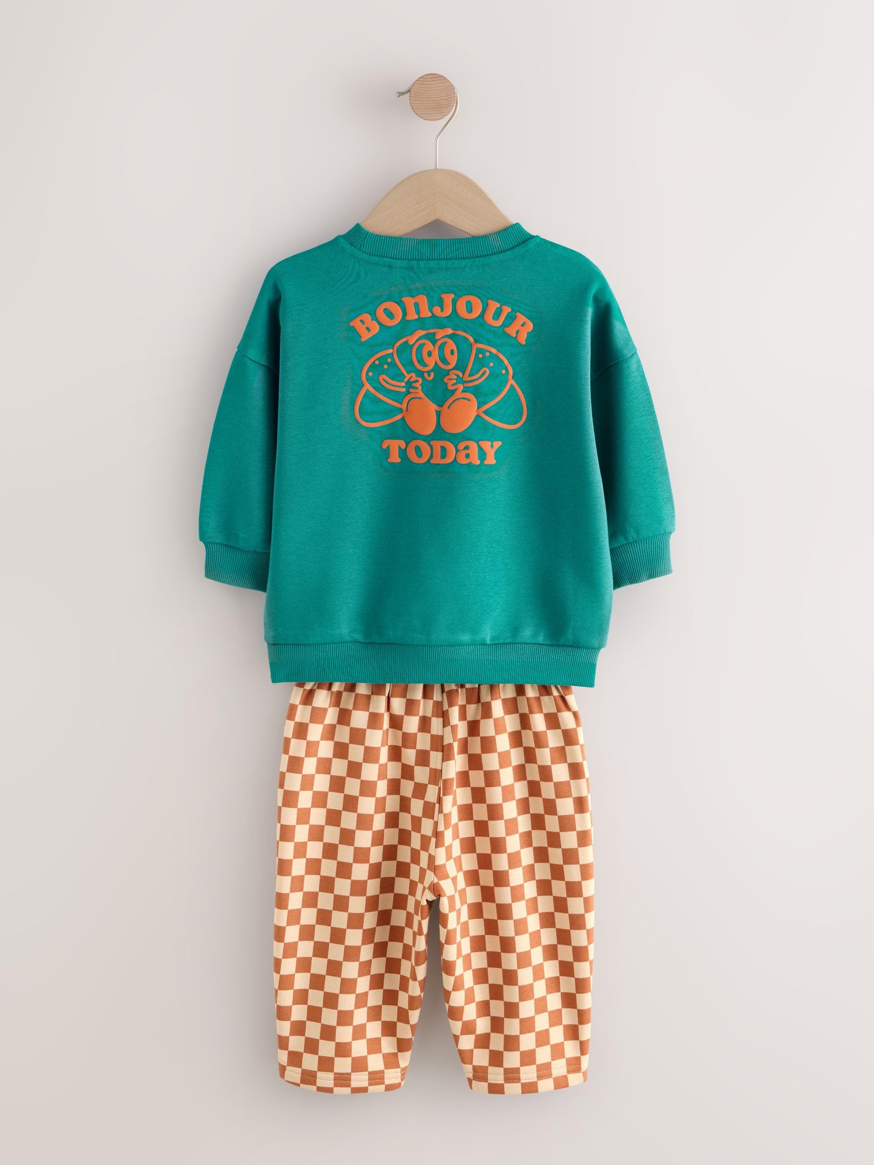 Next Tuta Felpa Jogger Bambino Green Croissant Cotone