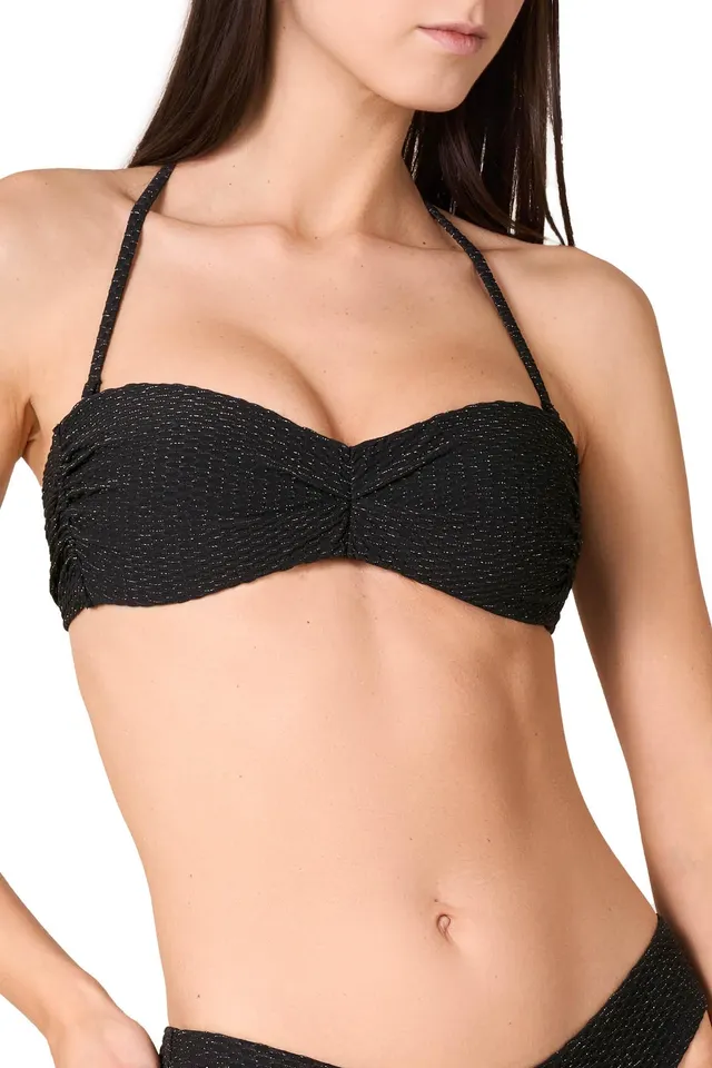 Goldenpoint Lamé Fascia Top Bikini Tinta Unita con Lurex