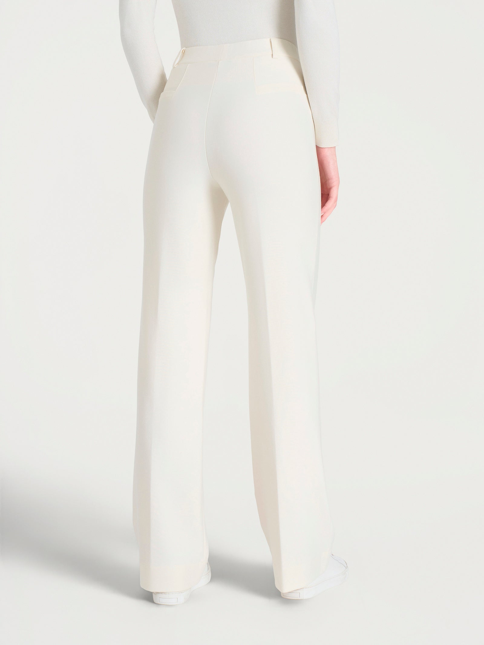 Ragno Compact Pantalone Ampio Wide Leg Avorio Senza Tasche