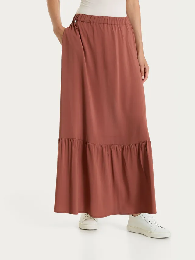 Ragno Viscosa Summer gonna longuette Mahogany voile stretch