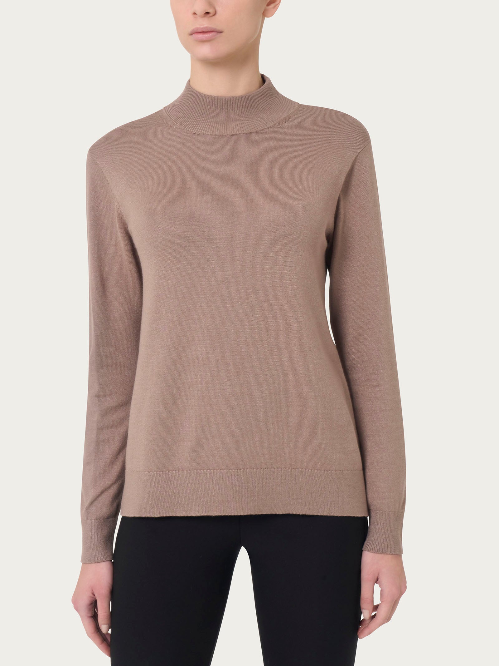 Ragno Four Seasons Lupetto maglia collo alto marrone viscosa