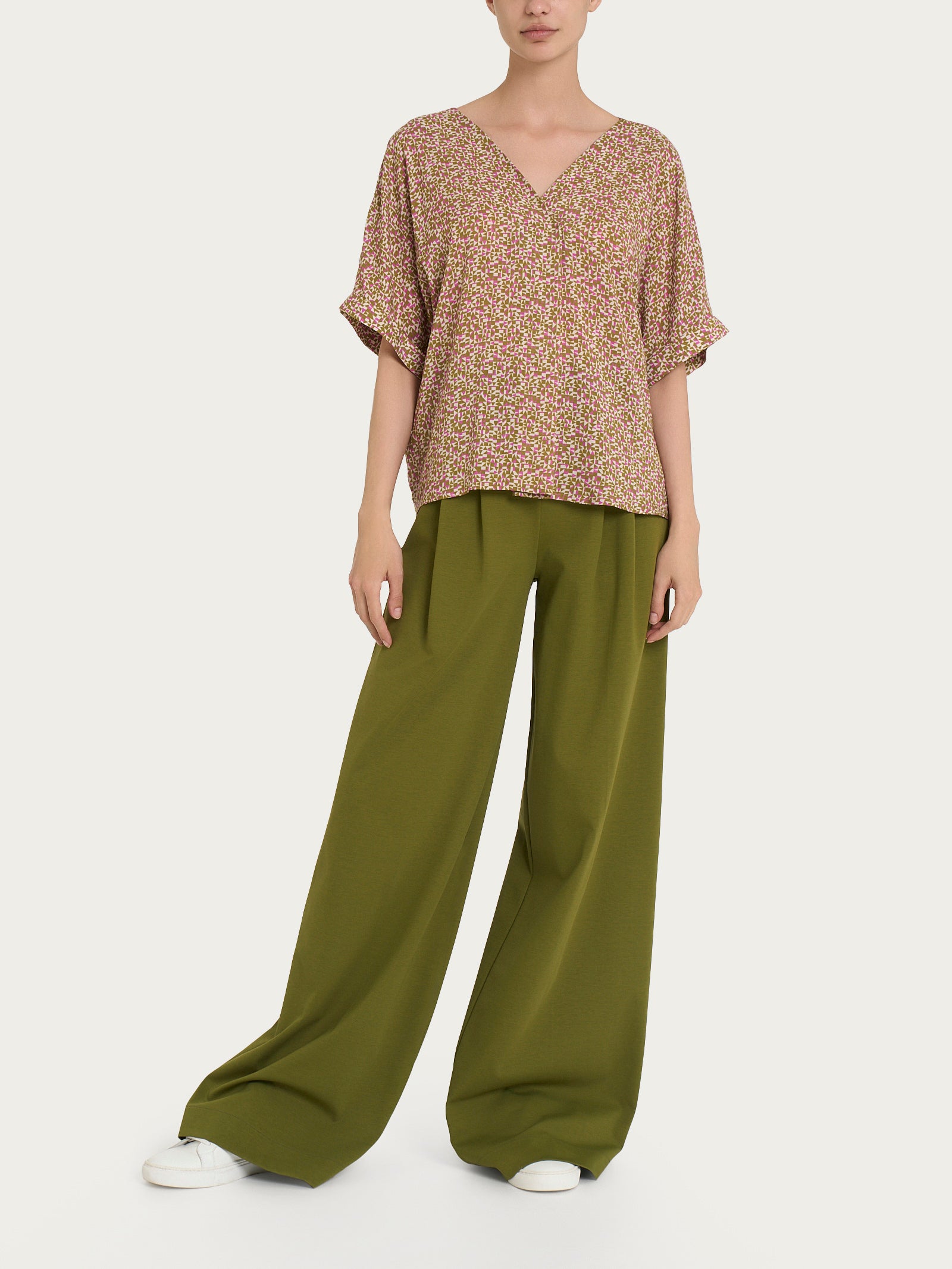 Ragno Ecoseta Blusa Geometrica Manica Kimono Cattleya Orchid