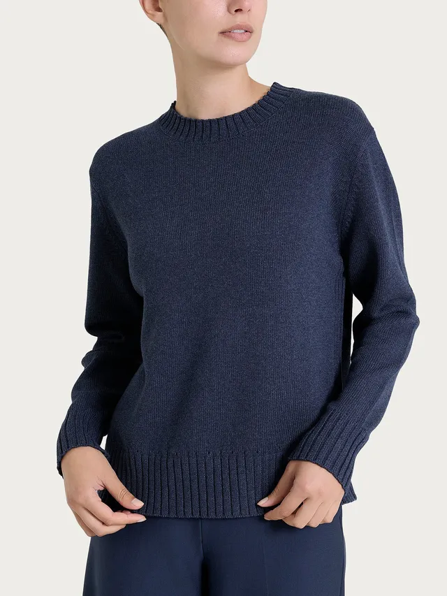 Ragno Winter Cotton maglia girocollo donna Avio Mel. puro cotone