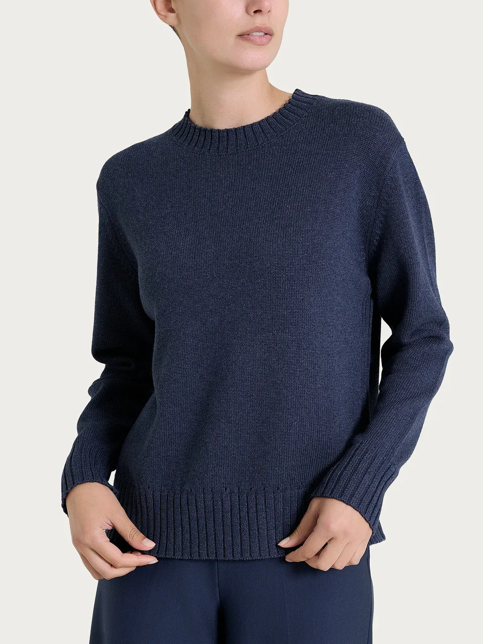 Ragno Winter Cotton maglia girocollo donna Avio Mel. puro cotone