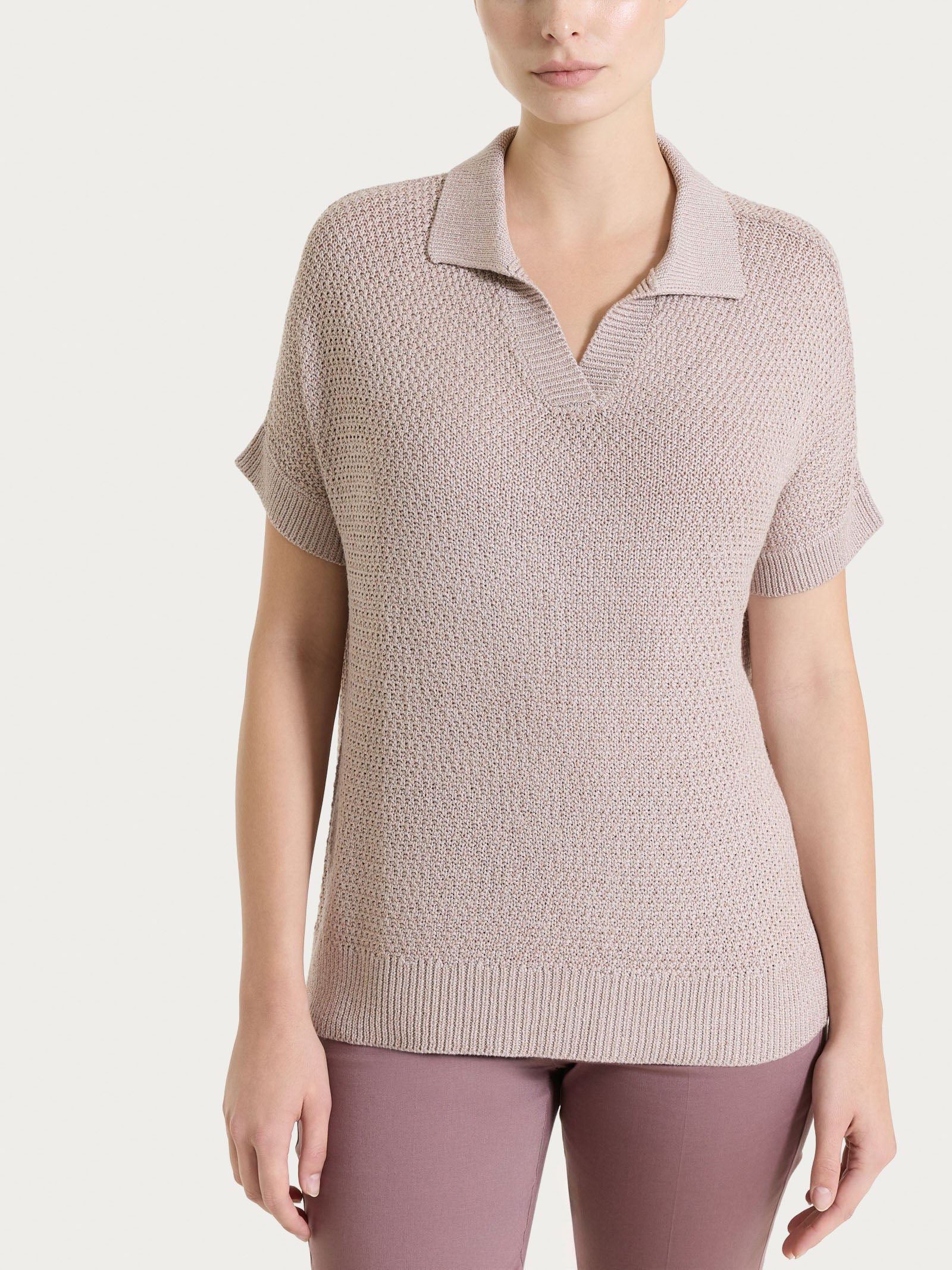 Ragno Polo Lurex Rice Stitch maglia rosa Sphinx luminosa