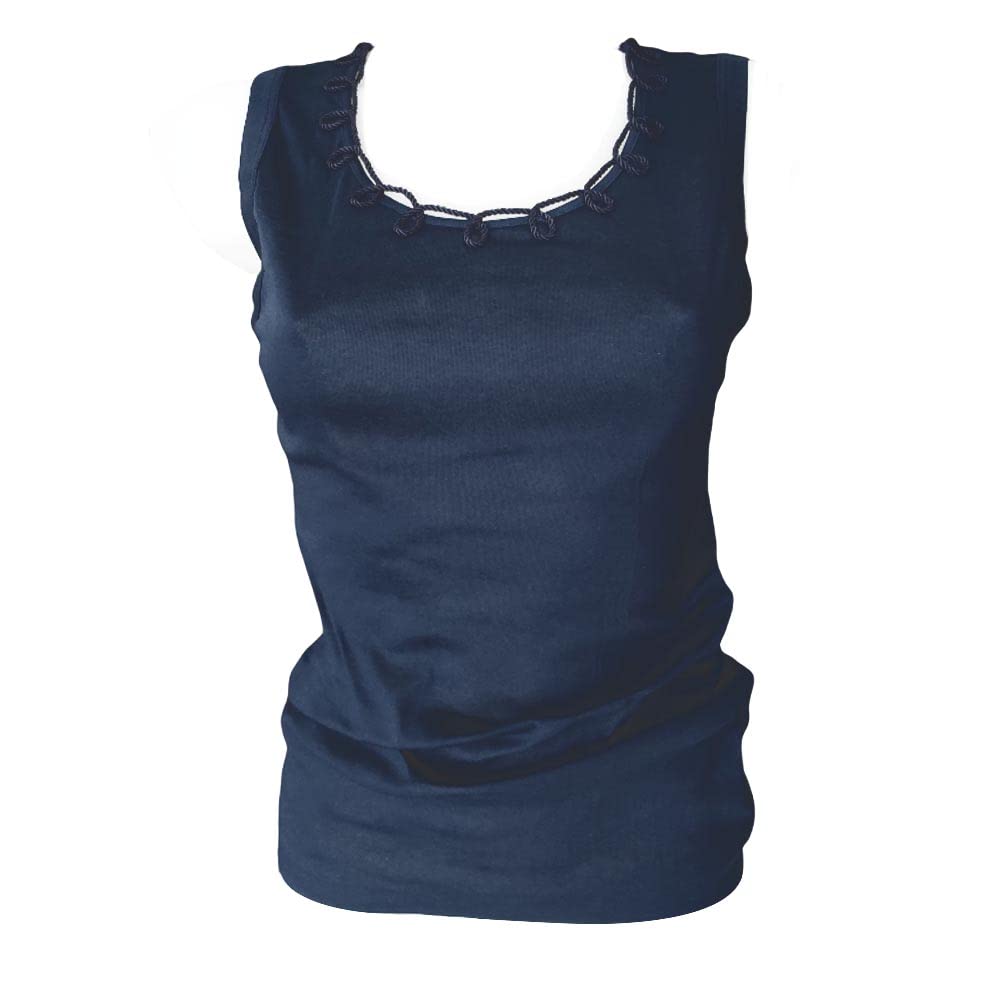 Lady C Chiaro di Luna Canotta spalla larga cotone blu M