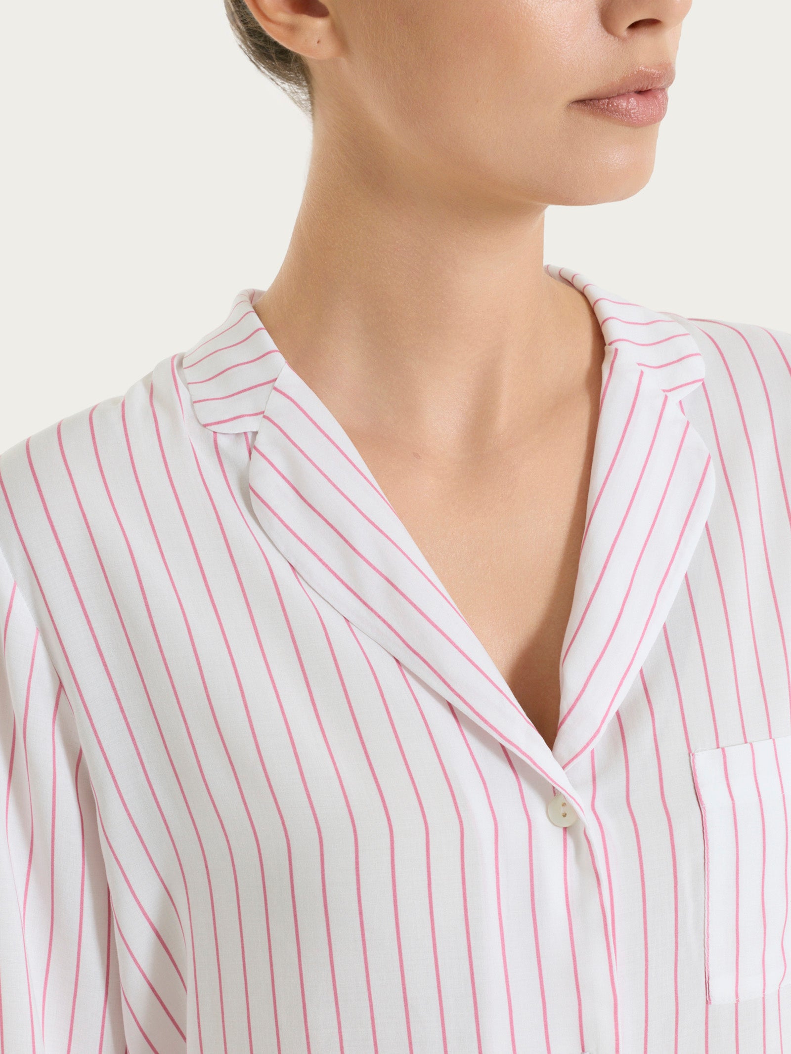 Ragno EcoSeta Pigiama Lungo righe Cashmere Rose