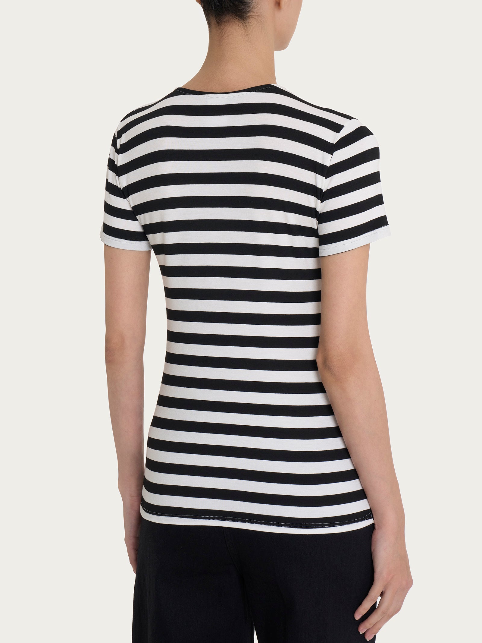 Ragno Viscosa Summer maglietta skinny nero riga pari