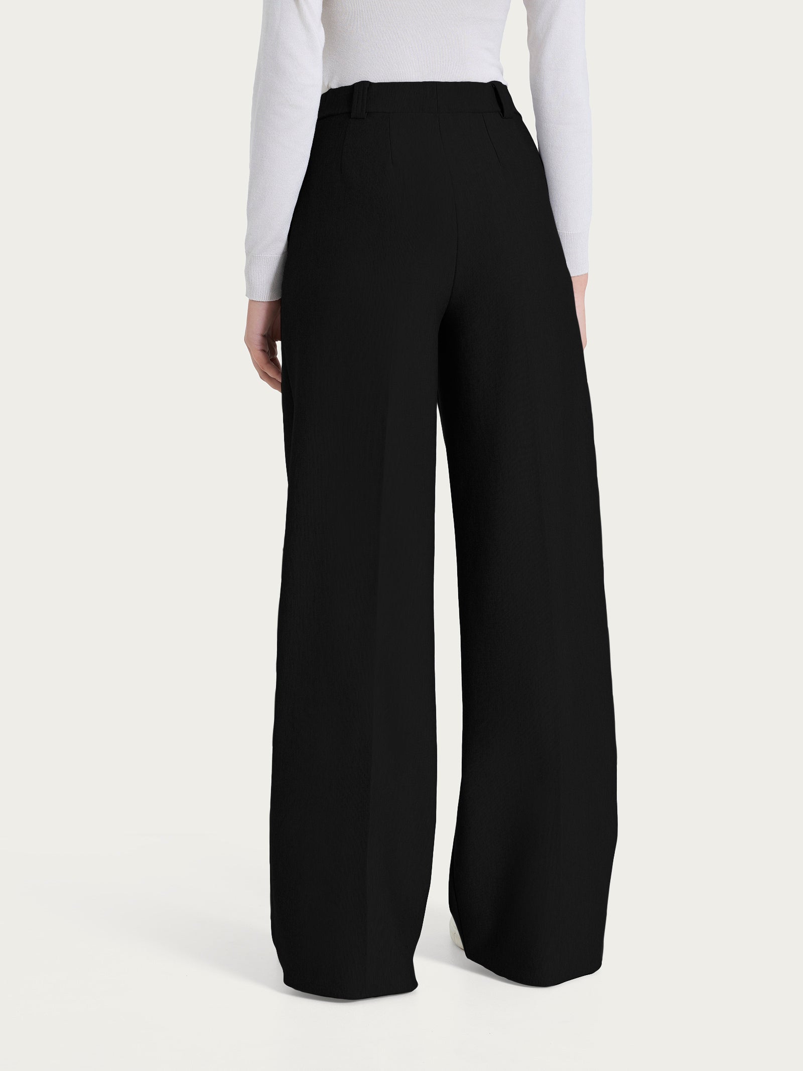 Ragno Compact pantalone palazzo con taschino Nero elasticizzato
