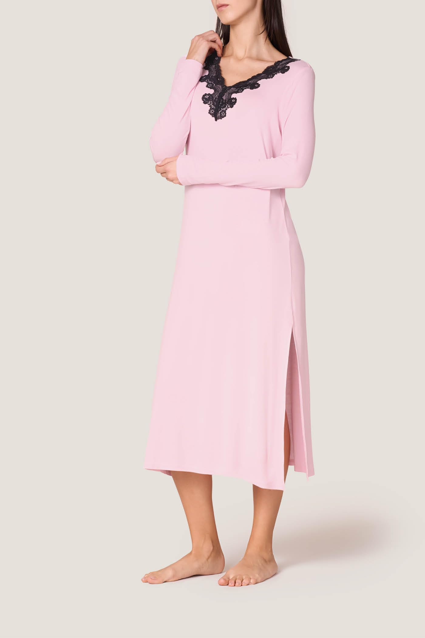 Goldenpoint Sakura Camicia da Notte Lunga Pizzo
