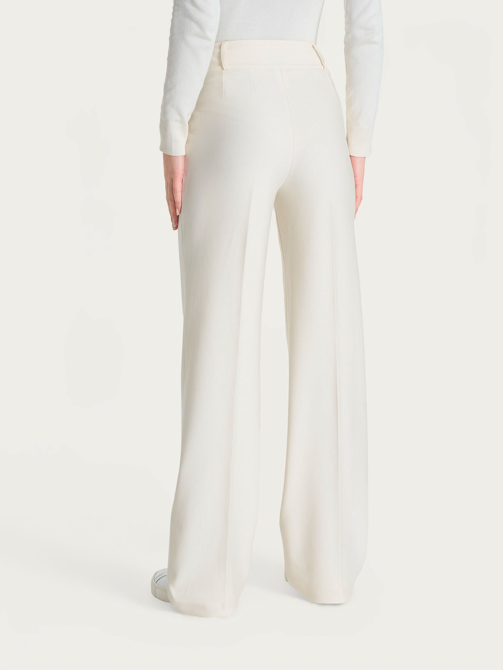 Ragno Compact Pantalone Ampio con Tasche e Pinces Avorio wide leg