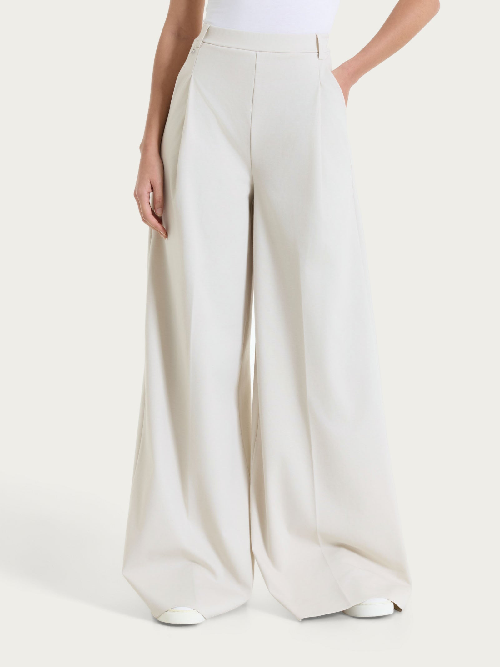 Ragno Compact Light Lungo con Pinces Pantalone Palazzo Champignon cotone