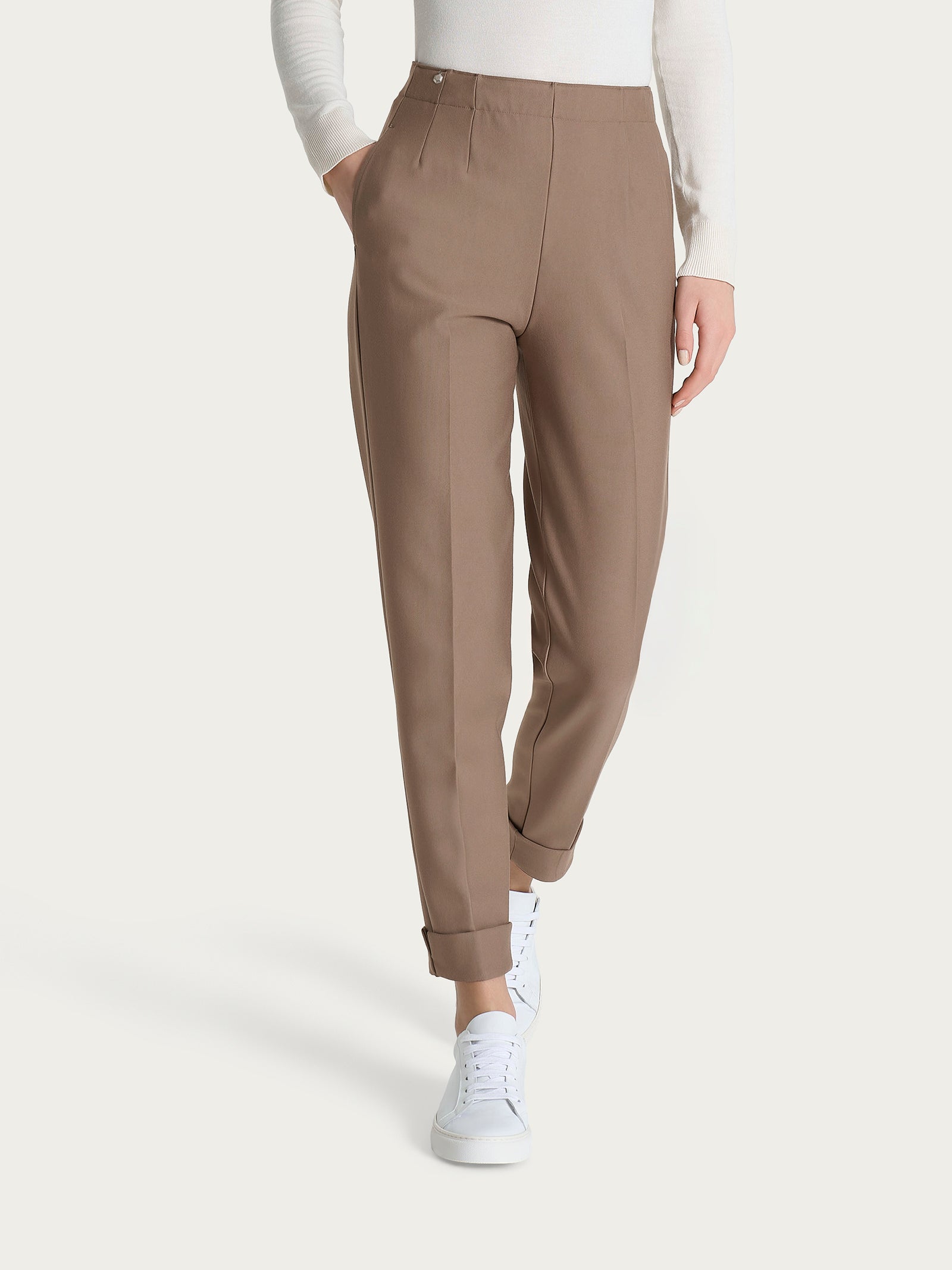 Ragno Compact Pantalone Carrot con Tasche Pine Bark Elasticizzato