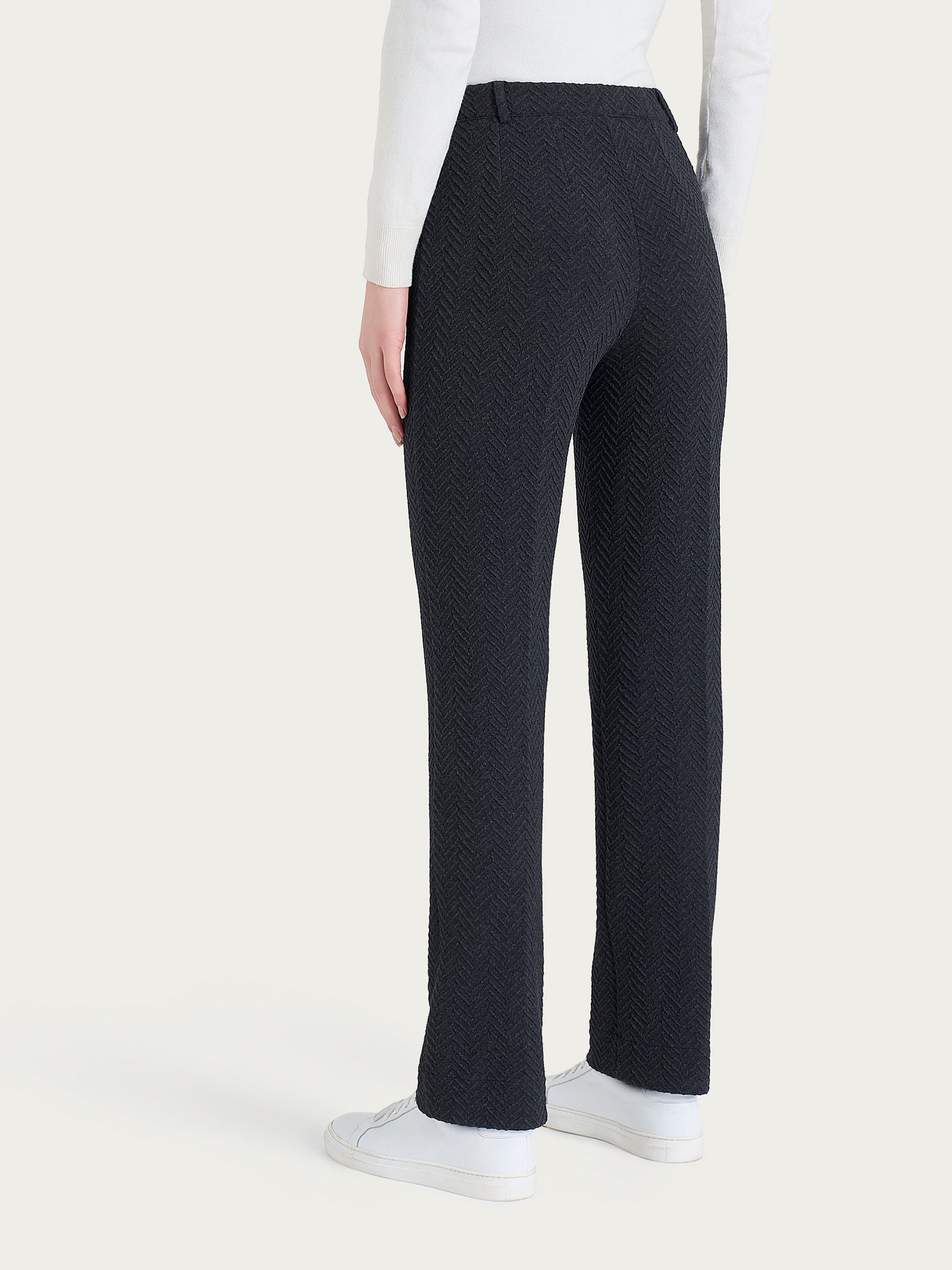 Ragno Eco Jacquard Oscuro pantalone dritto donna nero