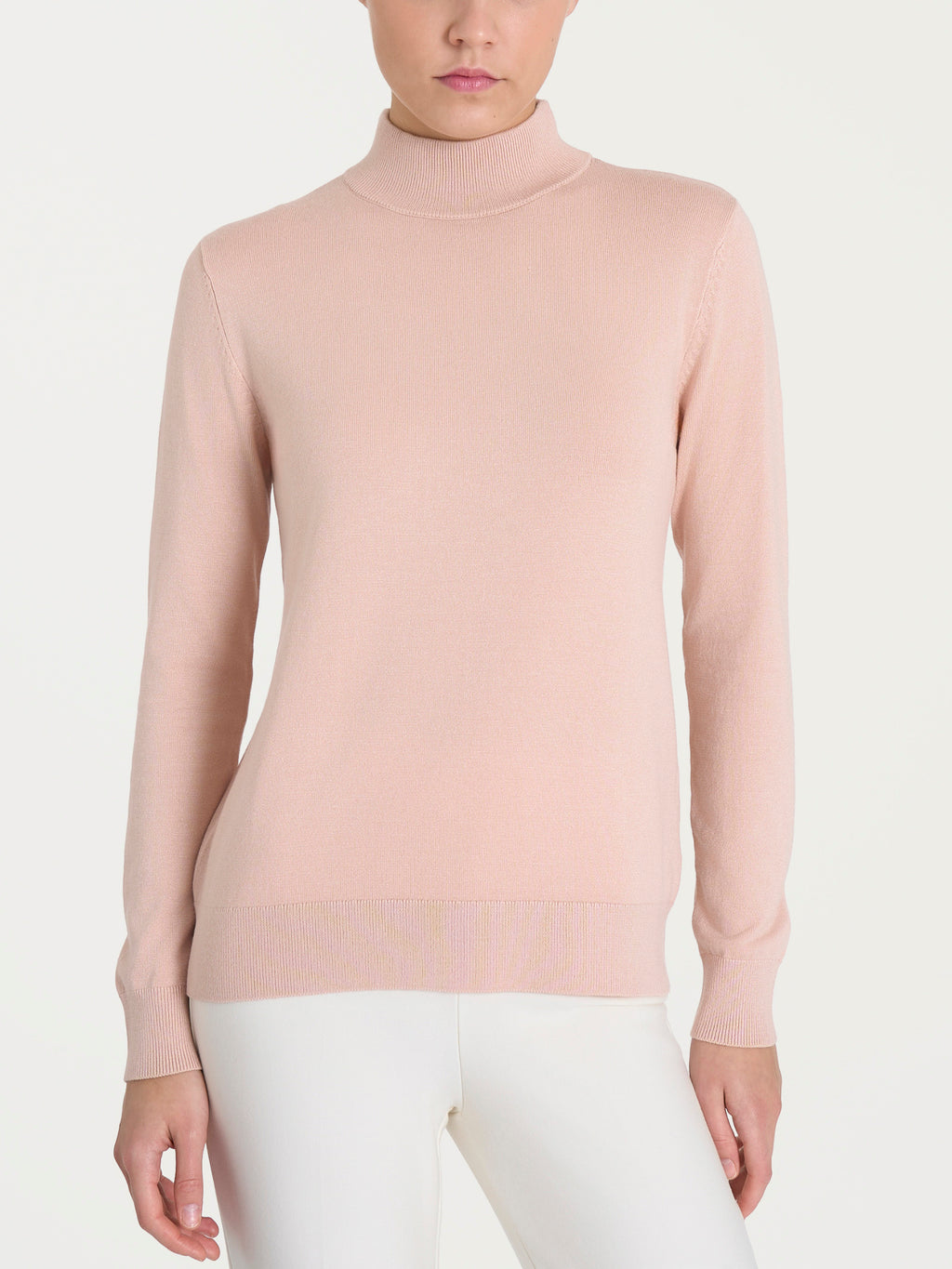 Ragno Four Seasons Mock Neck Maglione Donna Rosa in Viscosa