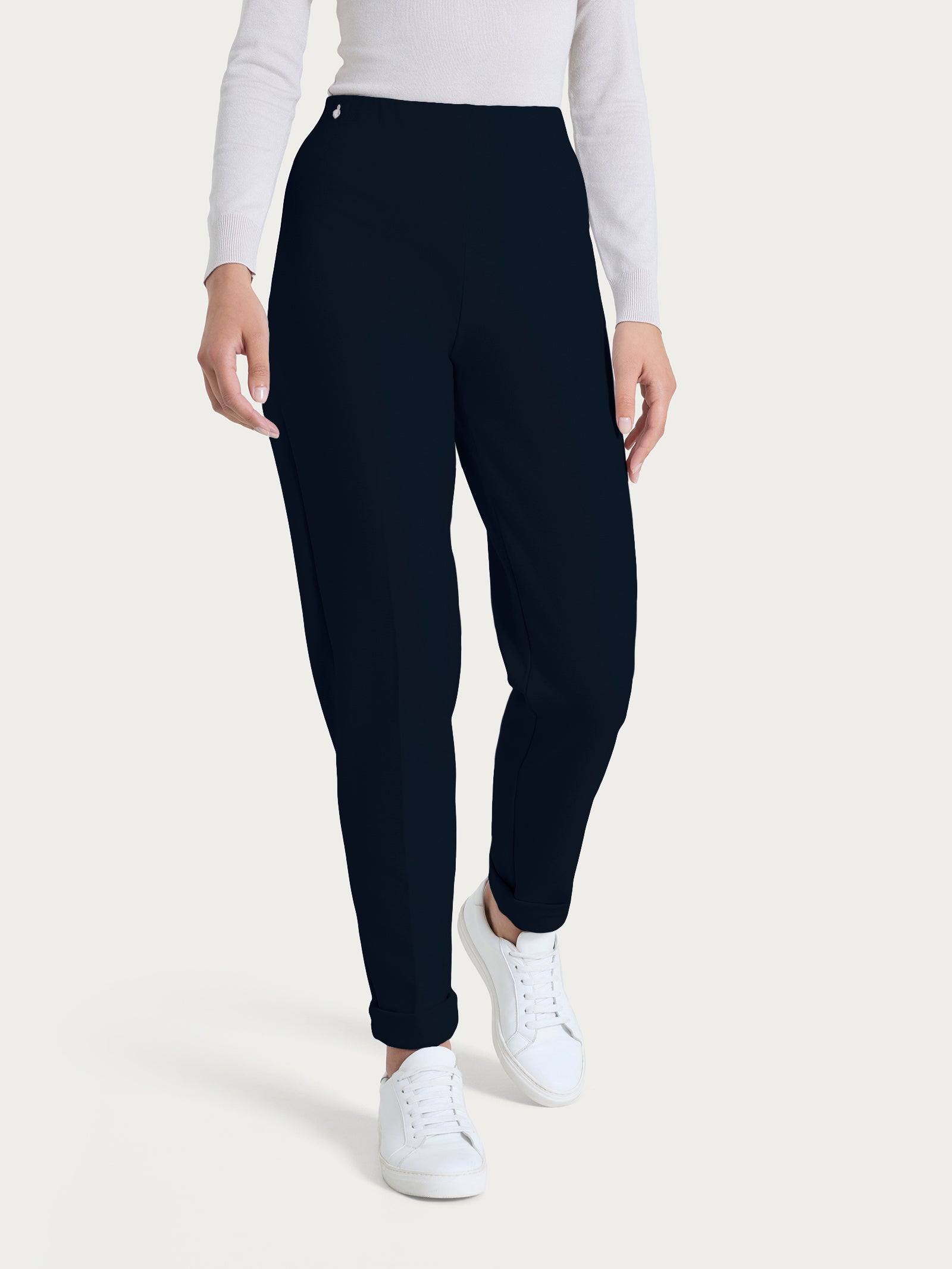 Ragno Compact Pantalone Sigaretta con Risvolto Bleu